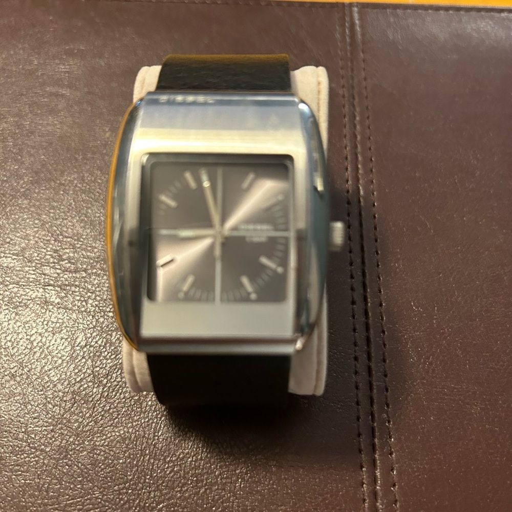 Diesel watch, black leather band
